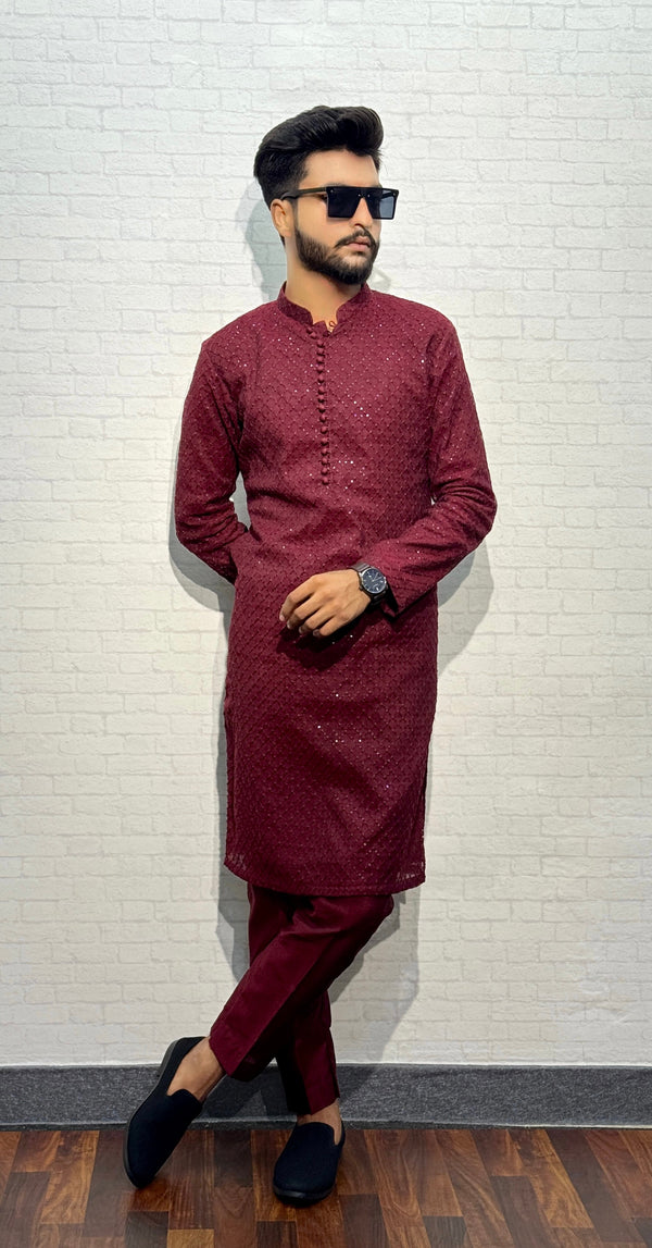Dazzling Maroon Kurta Pyjama