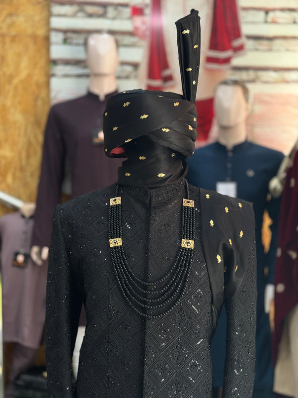 Stylish Black Sherwani Set