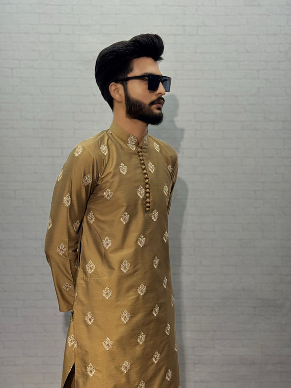 Motif Golden Kurta Pyjama