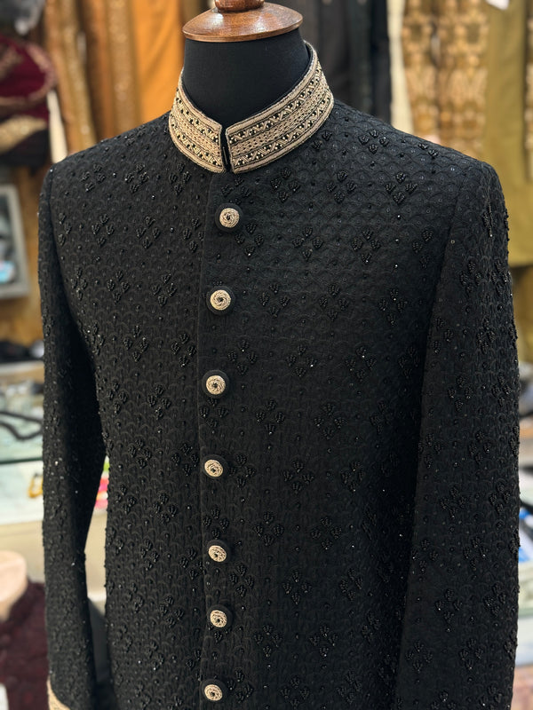 Black Elegant Sherwani Set