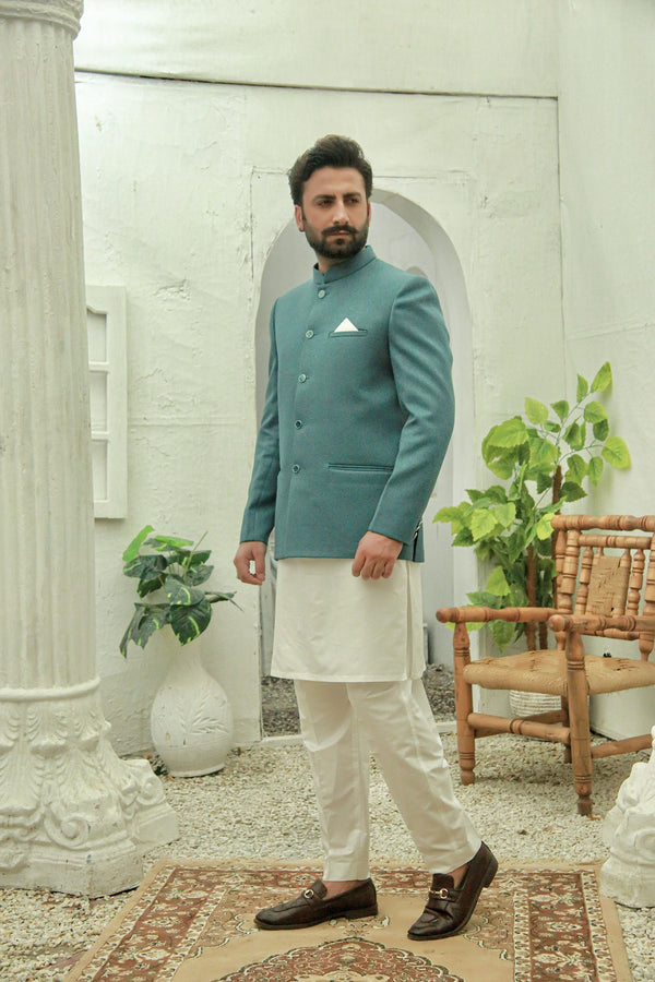 Teal Color Prince Coat For Men's