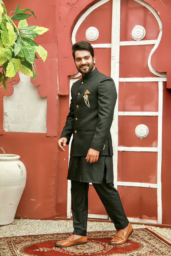 Black Color Prince Coat For Men's