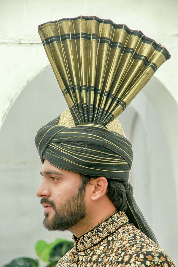 Black And Antique Gold Turban