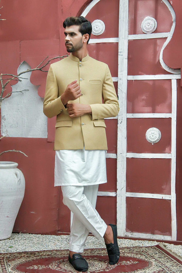 Flaxen Fawn Color Prince Coat For Men's